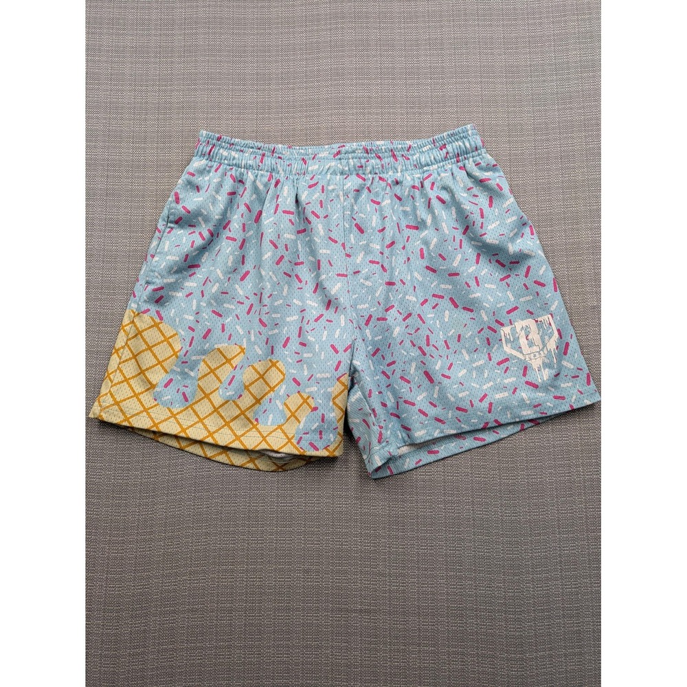 BL101 Shorts Mens Medium Multicolor Ice Cream Print 4 Inseam Mesh Athletic Gym